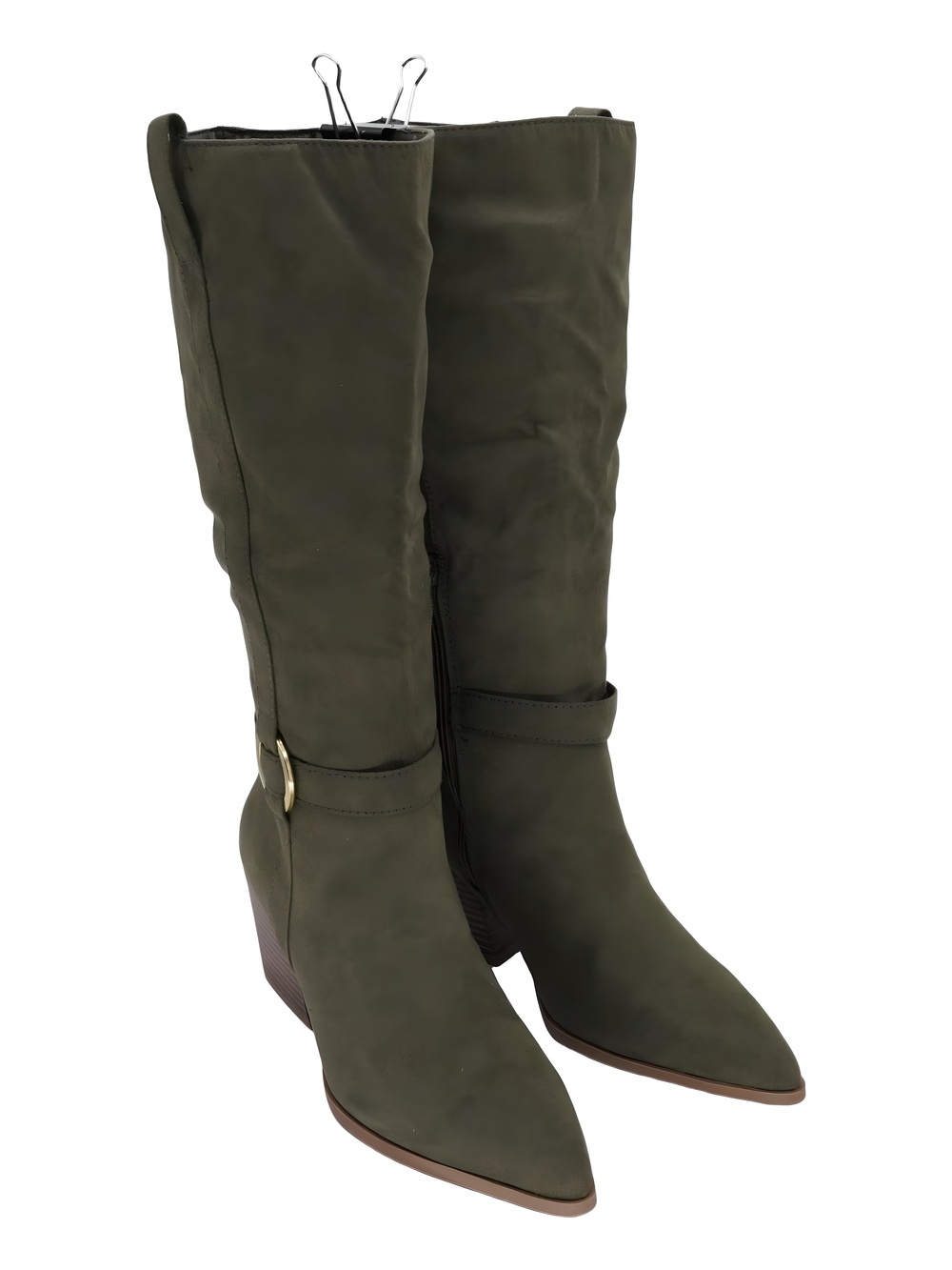 Sugar Womens Chatter Tall Pointed Toe Heeled Boot Olive Size 9.5M